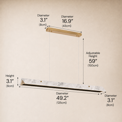 Pietra Blue Marble Linear Chandelier 49.2"D