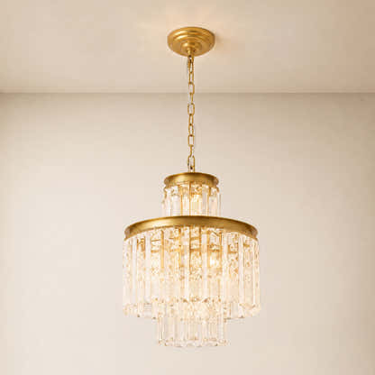 Lucentra Crystal Tiered Round Pendant 15"D