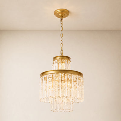 Lucentra Crystal Tiered Round Pendant 15"D