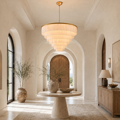Montrava Alabaster Tiered Round Chandelier 60"D