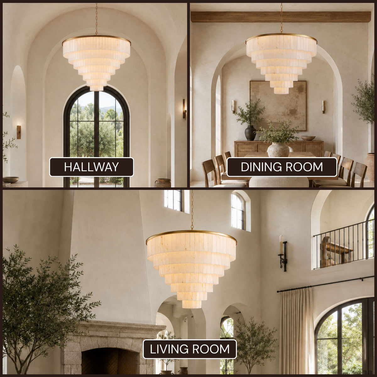 Montrava Alabaster Tiered Round Chandelier 60"D