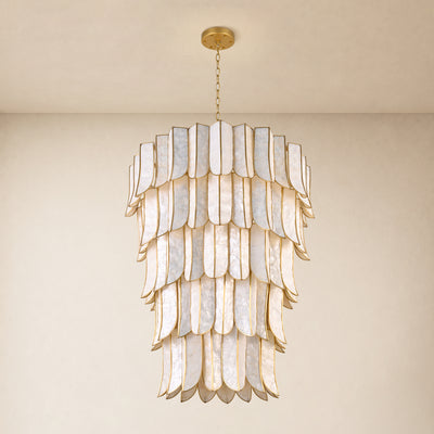 Caprielle Iron Capiz Tiered Round Chandelier 39.4"D