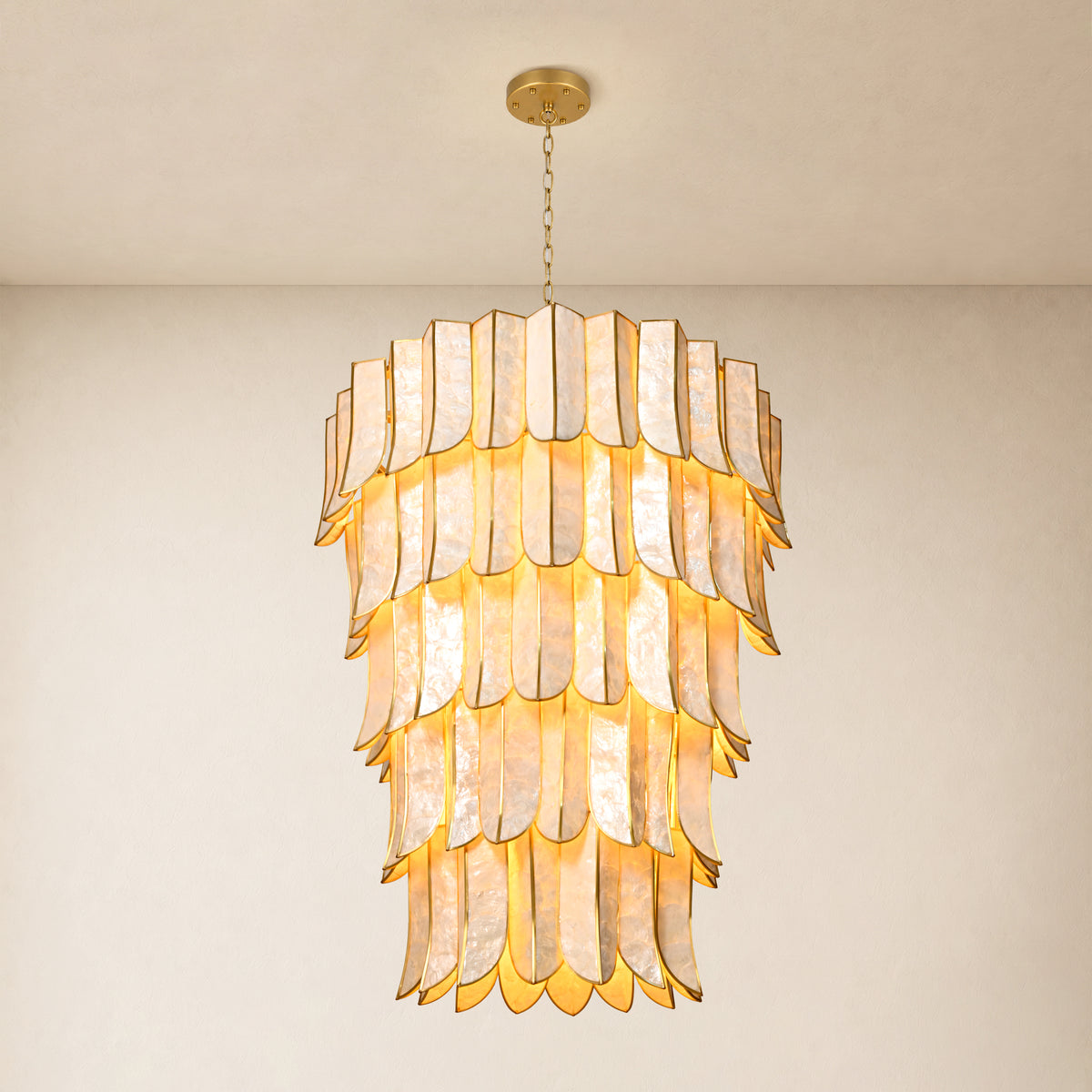 Caprielle Iron Capiz Tiered Round Chandelier 39.4"D 