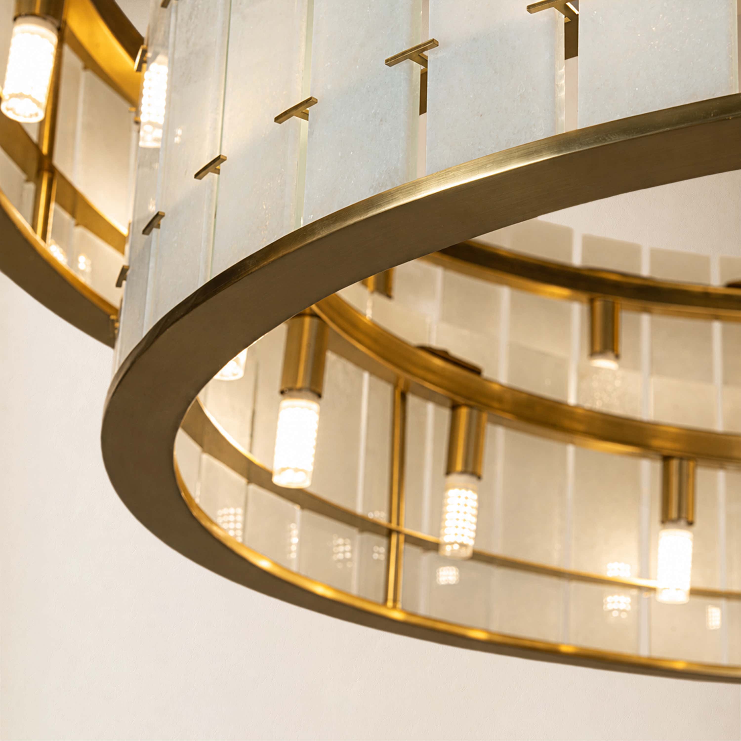 Pietra White Alabaster Tiered Drum Chandelier 33.4"D
