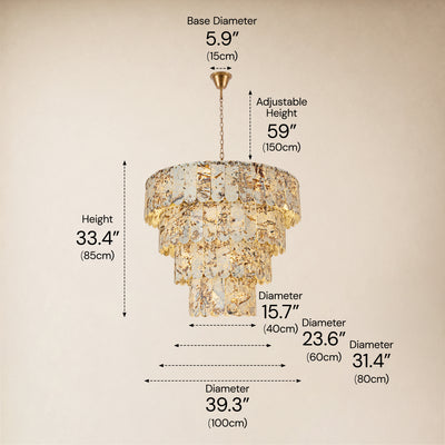 Pietra Snowflake Marble Rounded Tiered Chandelier 39.3"D