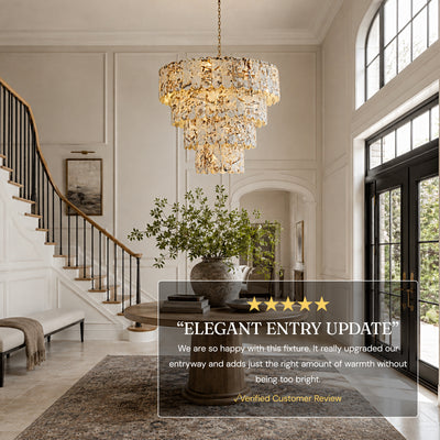 Pietra Snowflake Marble Rounded Tiered Chandelier 39.3"D