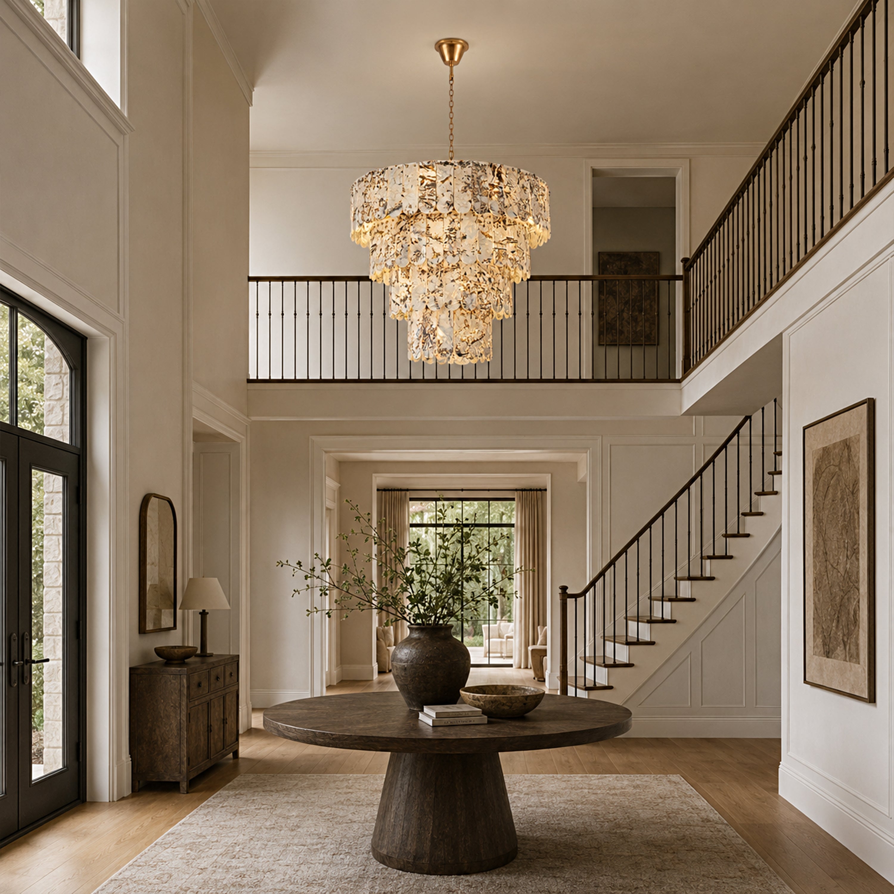 Pietra Snowflake Marble Rounded Tiered Chandelier 39.3"D