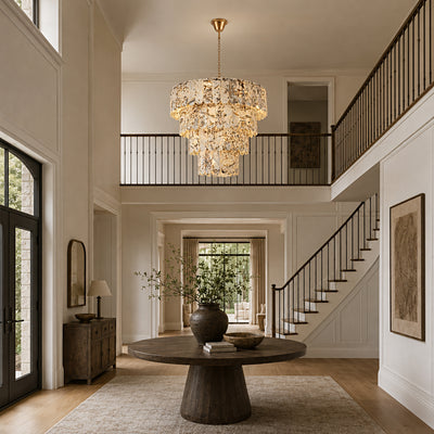Pietra Snowflake Marble Rounded Tiered Chandelier 39.3"D