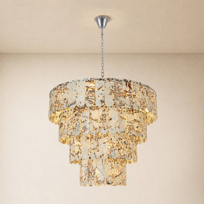 Pietra Snowflake Marble Rounded Tiered Chandelier 39.3"D