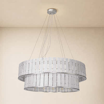 Pietra White Alabaster Tiered Drum Chandelier 33.4"D