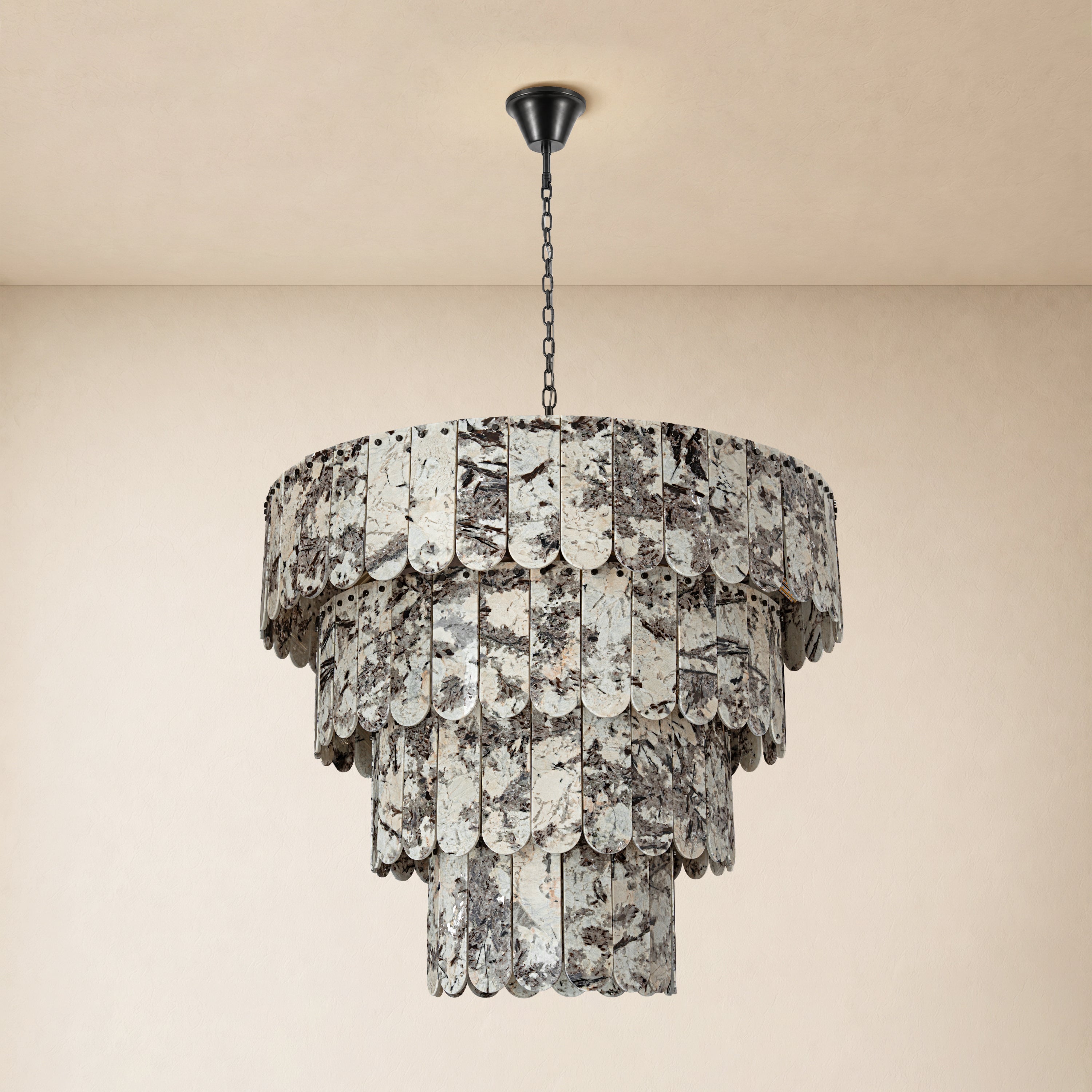 Pietra Snowflake Marble Rounded Tiered Chandelier 39.3"D