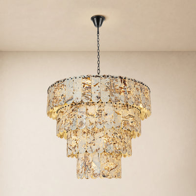 Pietra Snowflake Marble Rounded Tiered Chandelier 39.3"D