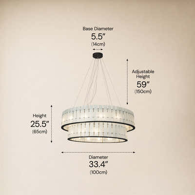 Pietra White Alabaster Tiered Drum Chandelier 33.4"D