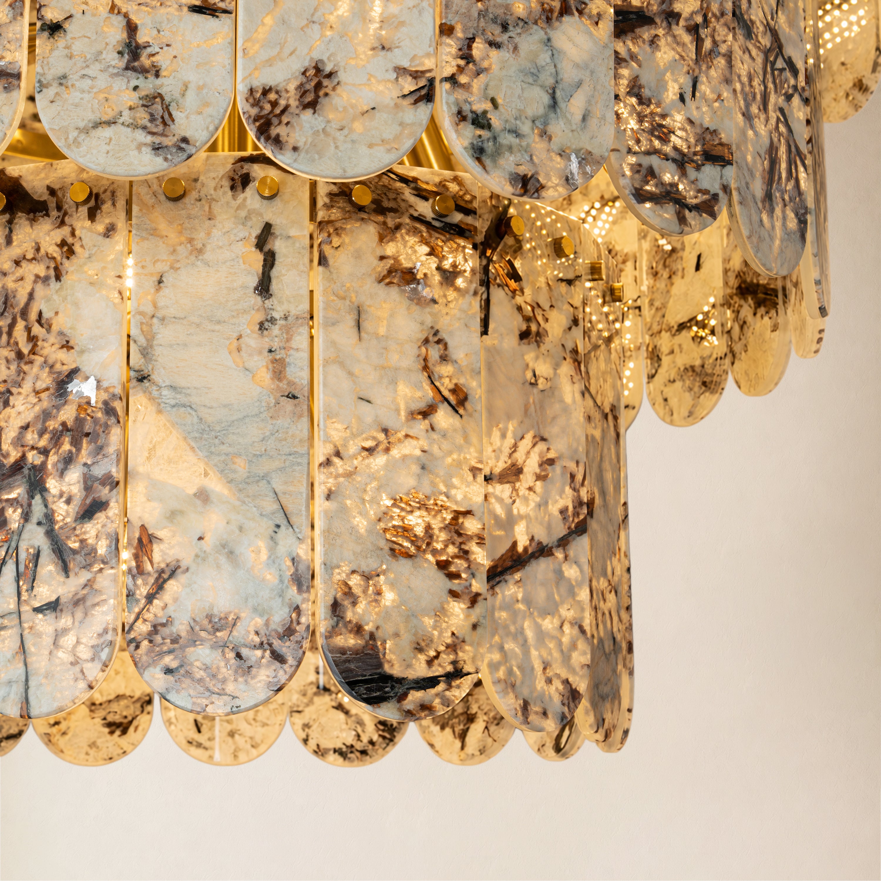 Pietra Snowflake Marble Rounded Tiered Chandelier 39.3"D