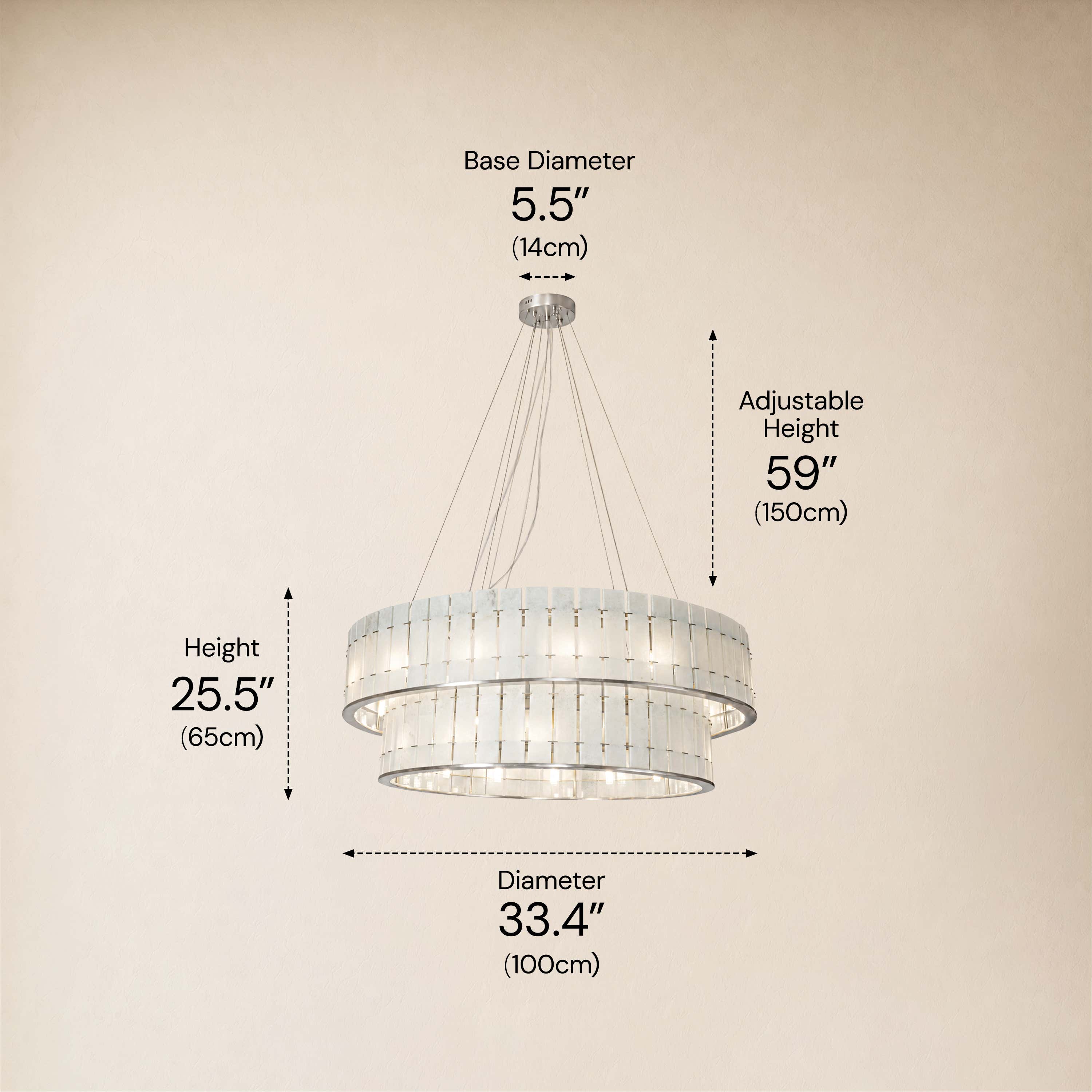 Pietra White Alabaster Tiered Drum Chandelier 33.4"D