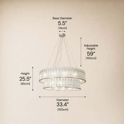 Pietra White Alabaster Tiered Drum Chandelier 33.4"D