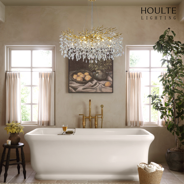 Frostleaf Crystal Cascade Branch Round Chandelier 40"