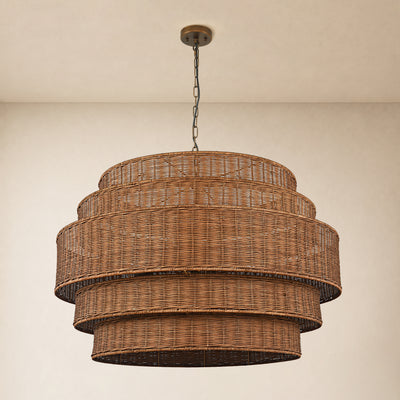 Cavana Rattan Tiered Round Chandelier 40.1"W 