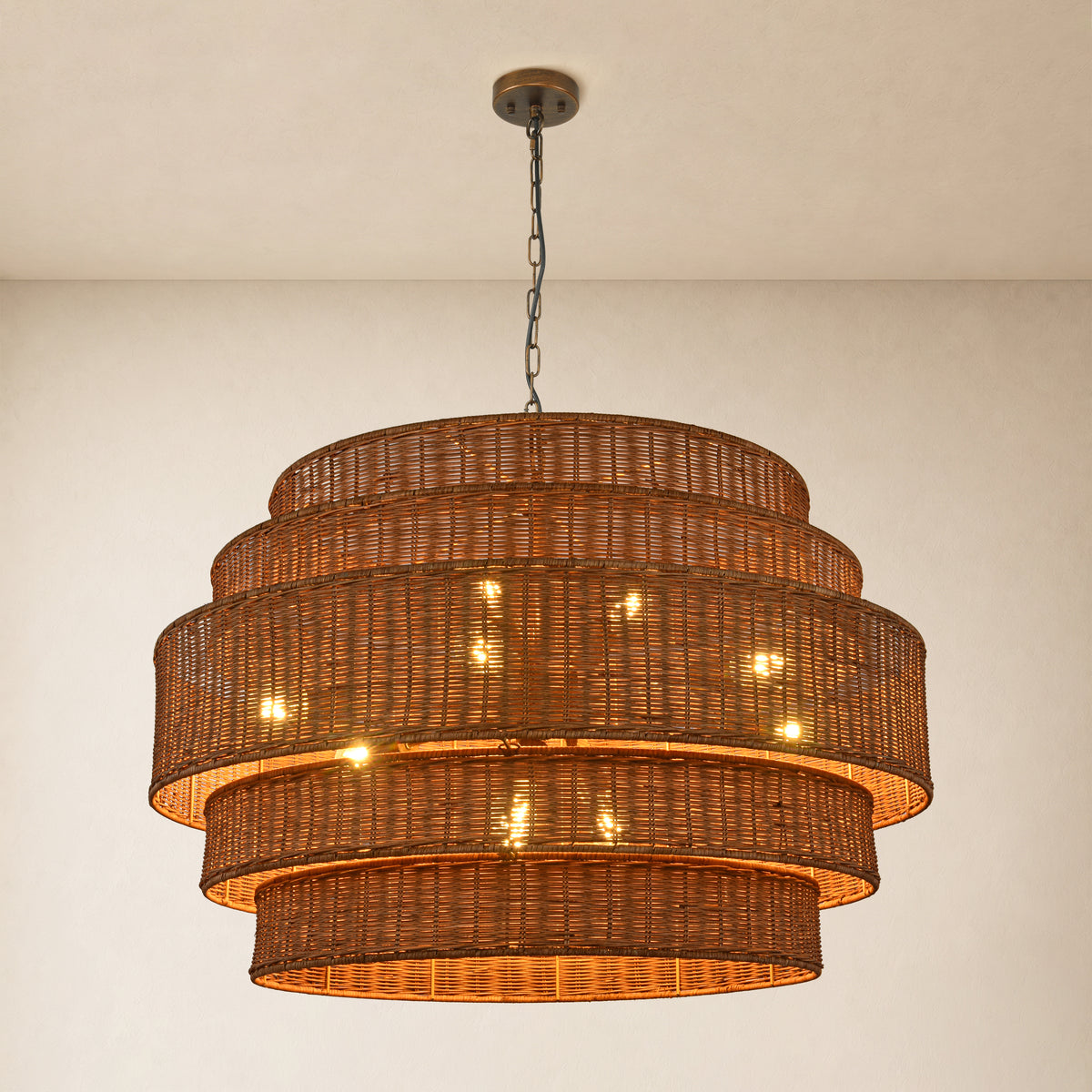 Cavana Rattan Tiered Round Chandelier 40.1"W 