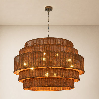 Cavana Rattan Tiered Round Chandelier 40.1"W 