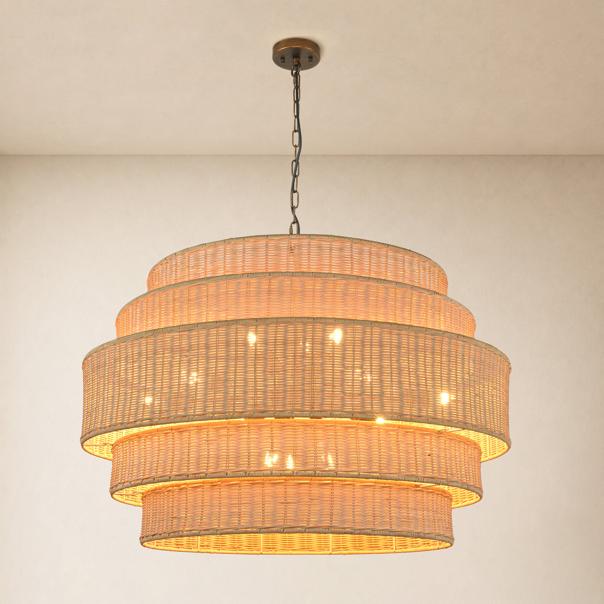 Cavana Rattan Tiered Round Chandelier 40.1"W 