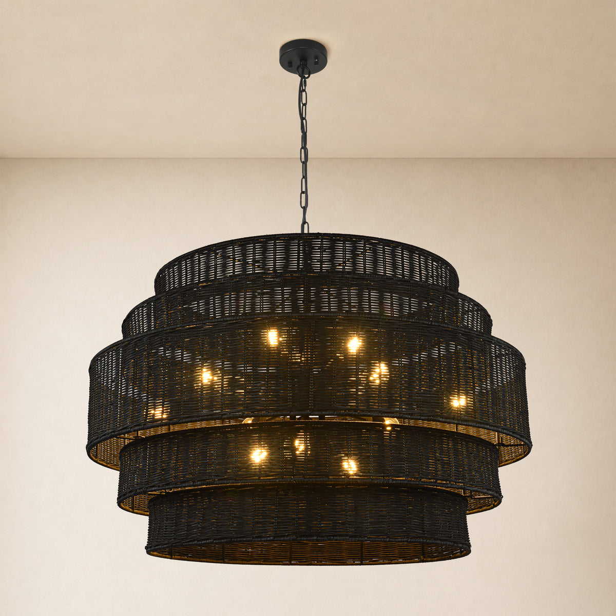 Cavana Rattan Tiered Round Chandelier 40.1"W 