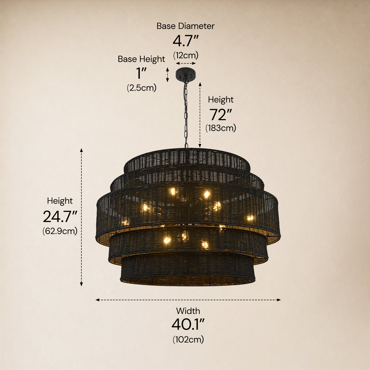 Cavana Rattan Tiered Round Chandelier 40.1"W 