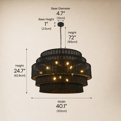 Cavana Rattan Tiered Round Chandelier 40.1"W 