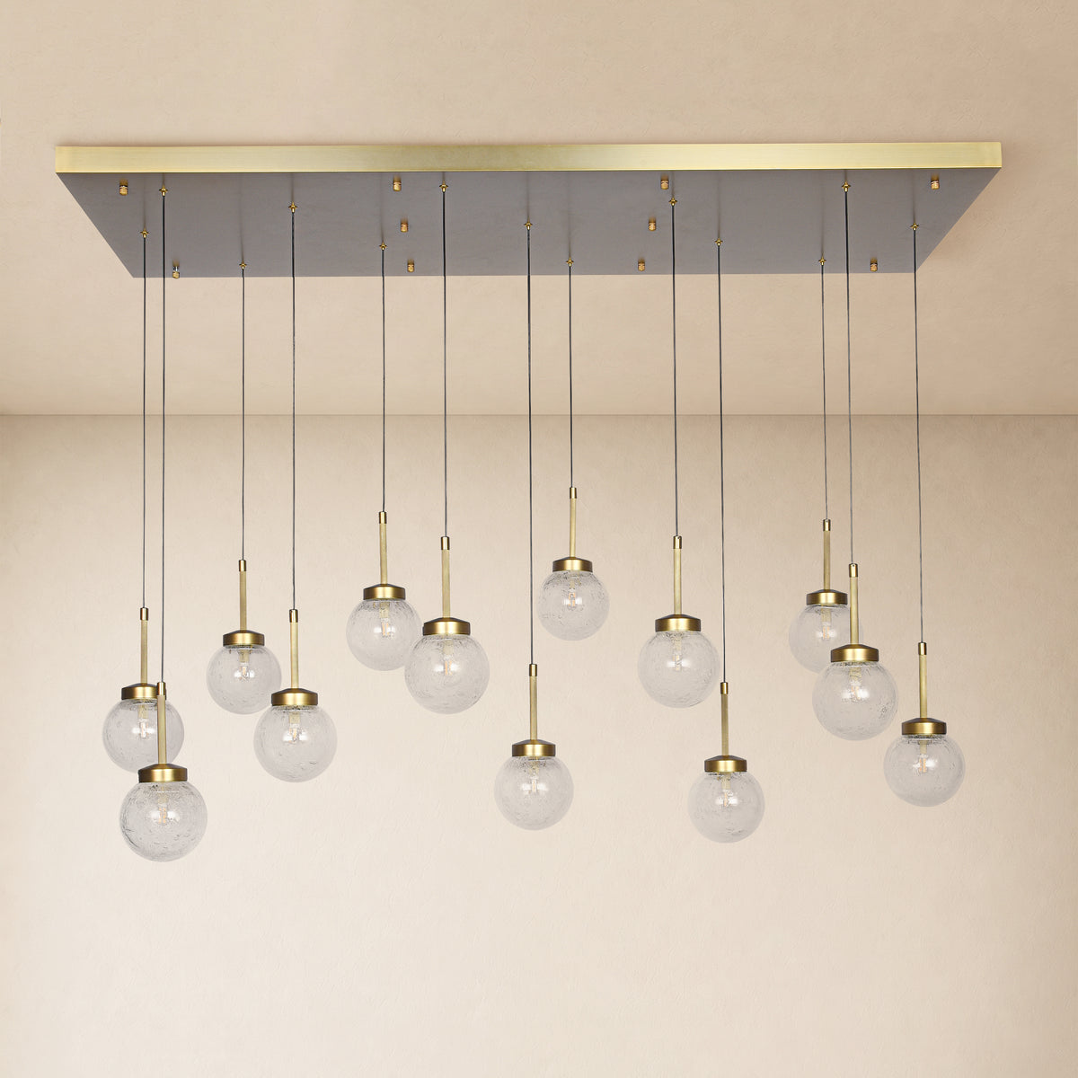 Liorenne Bubble Glass Globe Rectangular Chandelier 47.2"W