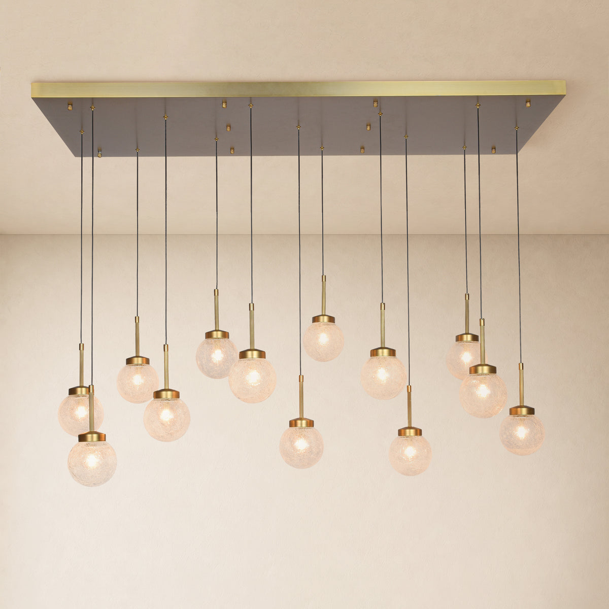 Liorenne Bubble Glass Globe Rectangular Chandelier 47.2"W #Finish_Gold,Size_47.2"