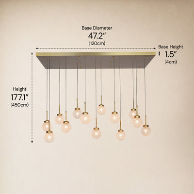 Liorenne Bubble Glass Globe Rectangular Chandelier 47.2"W 