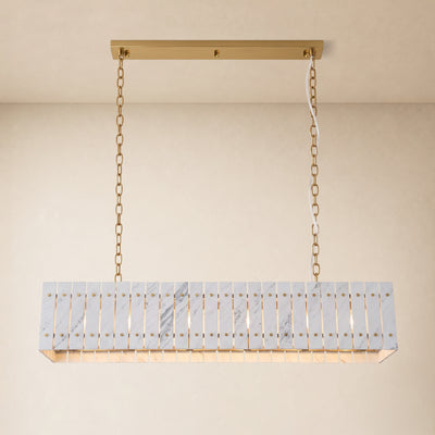 Pietra Porcelain White Marble Rectangular Chandelier 47.2"W