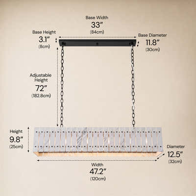 Pietra Marble Rectangular Chandelier 47.2"W
