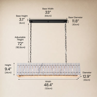 Pietra Porcelain White Marble Rectangular Chandelier 47.2"W