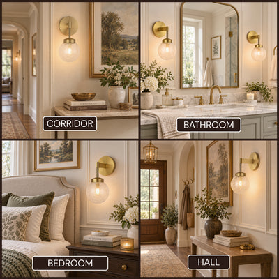 Liorenne Bubble Glass Globe Wall Sconce 4.7"D