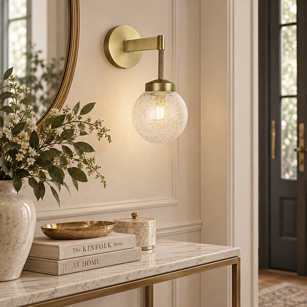 Liorenne Bubble Glass Globe Wall Sconce 4.7"D
