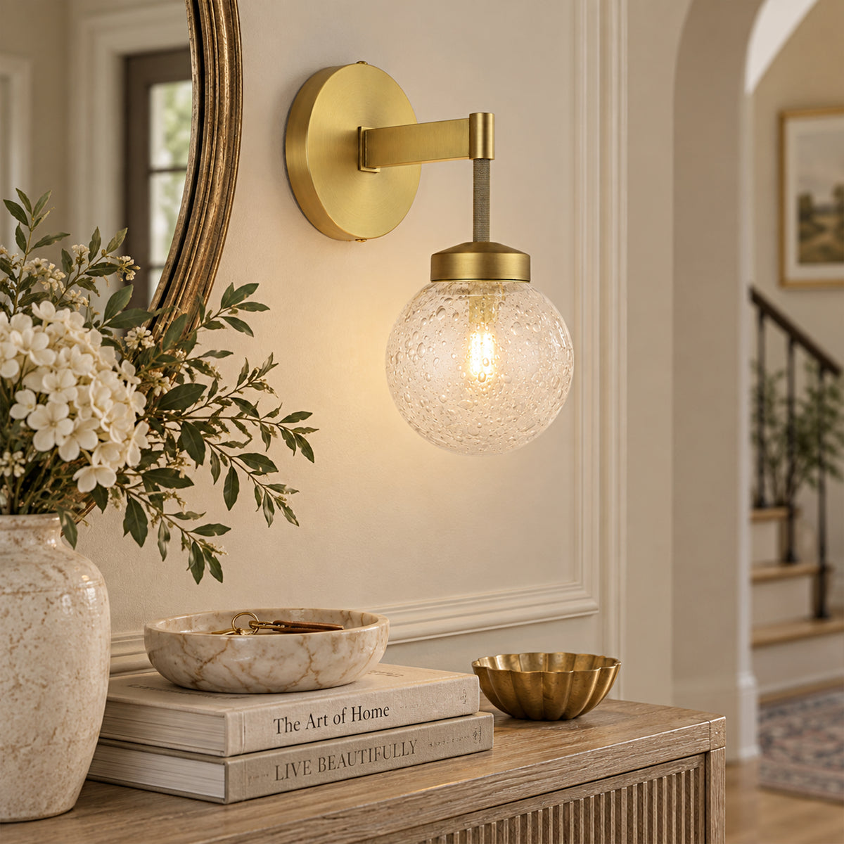 Liorenne Bubble Glass Globe Wall Sconce 4.7"D