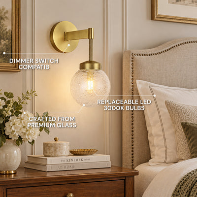 Liorenne Bubble Glass Globe Wall Sconce 4.7"D