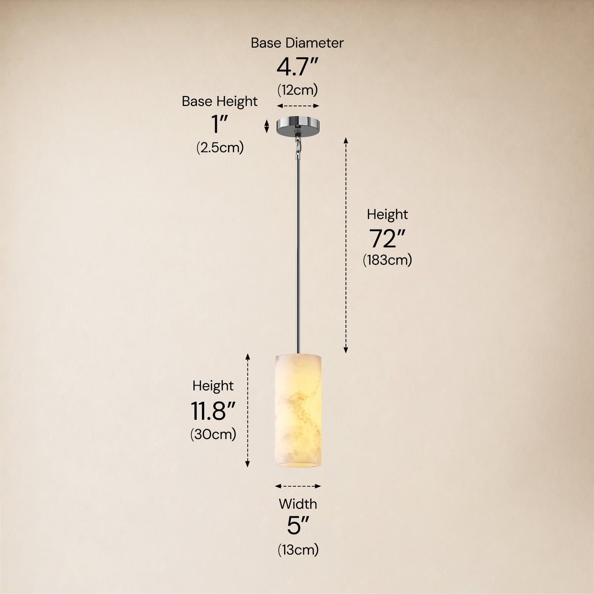 Calyndra Resin Cylinder Pendant 4"-7"W 