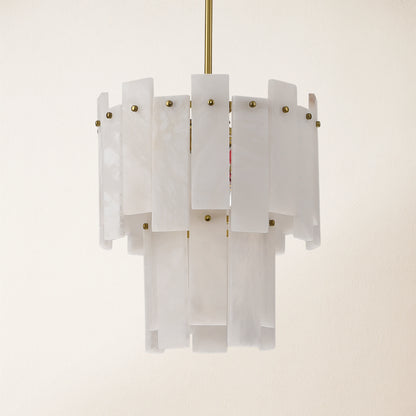 Nivislight Alabaster 2-Tier Round Pendant 13"