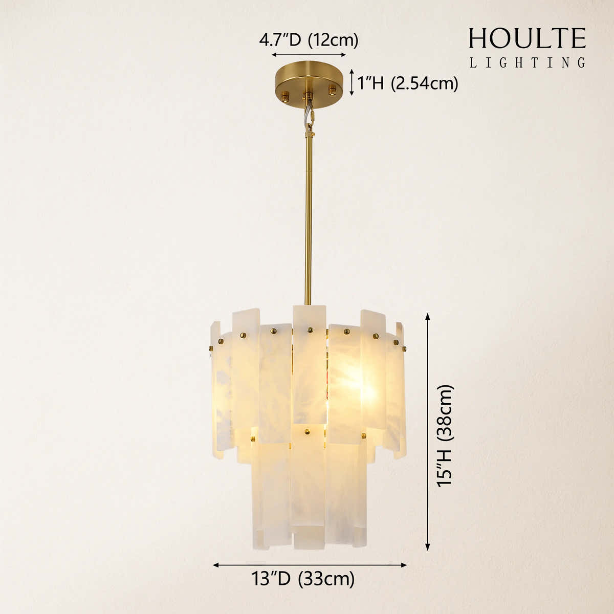 Nivislight Alabaster 2-Tier Round Pendant 13" dimensions 1