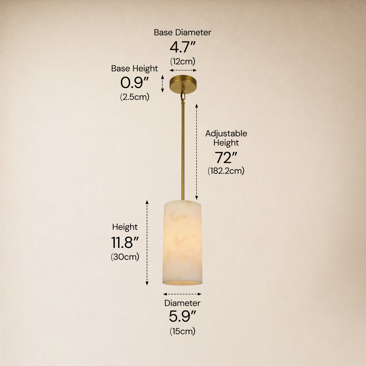 Arlo Resin Cylinder Pendant 5.9"D