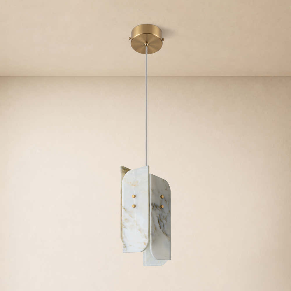 Pietra White Marble Pendant 5.9"D