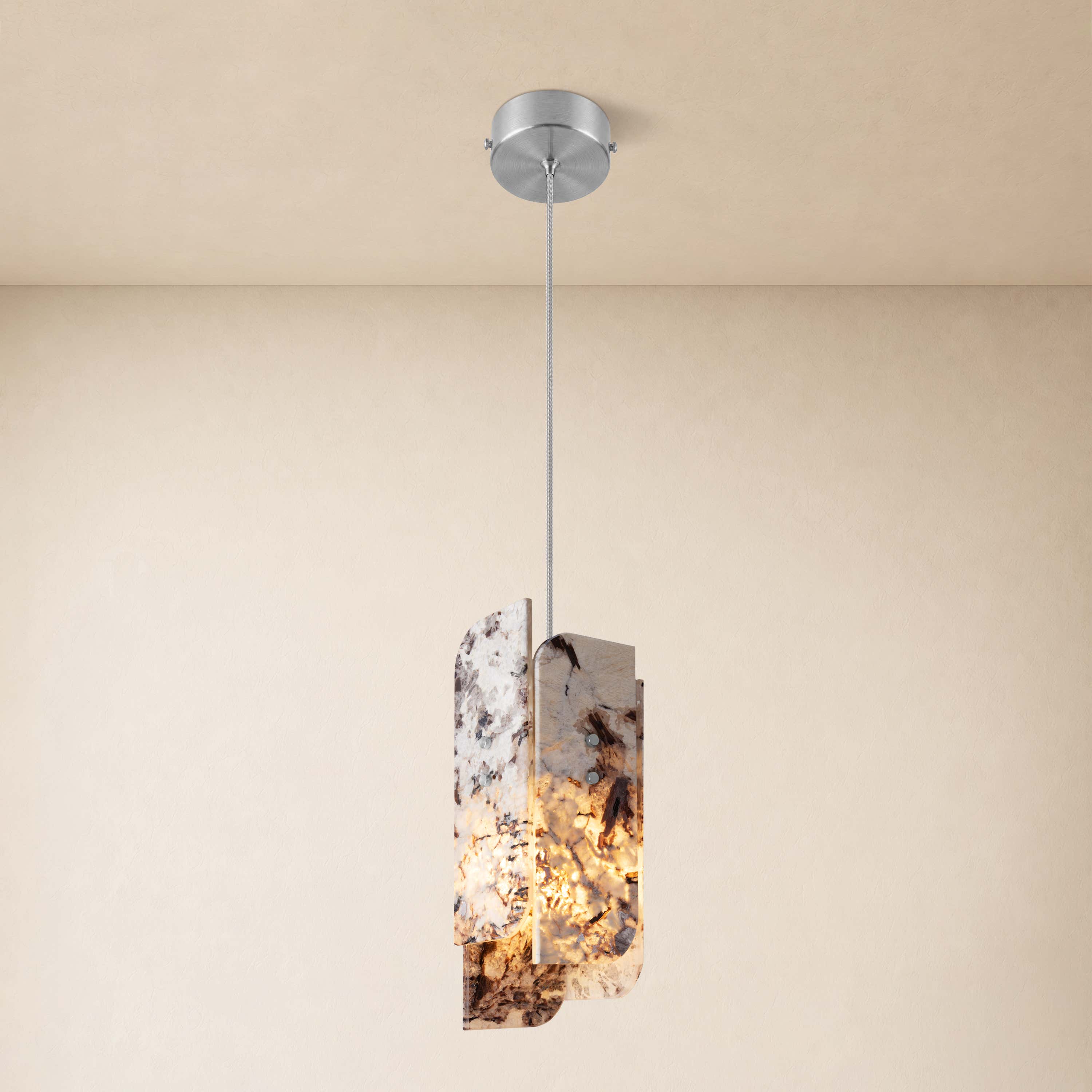 Pietra Snowland Stone Curved Pendant 5.9"D