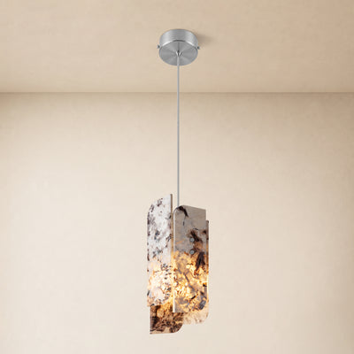 Pietra Snowland Marble Curved Pendant 5.9"D