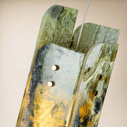 Pietra Green Marble Oval Pendant Light 5.9"D