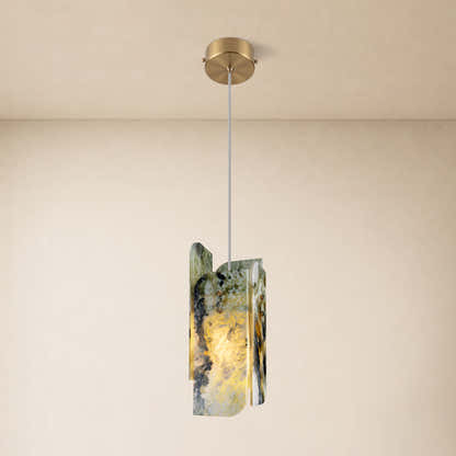 Pietra Green Marble Oval Pendant Light 5.9"D