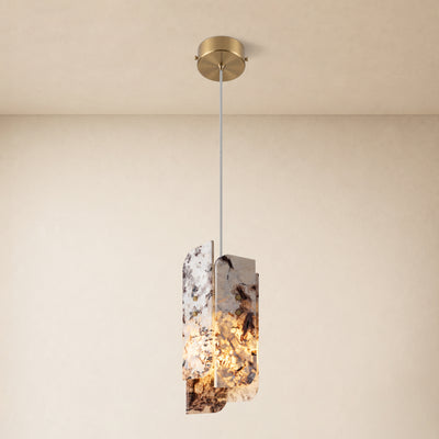 Pietra Snowland Marble Curved Pendant 5.9"D