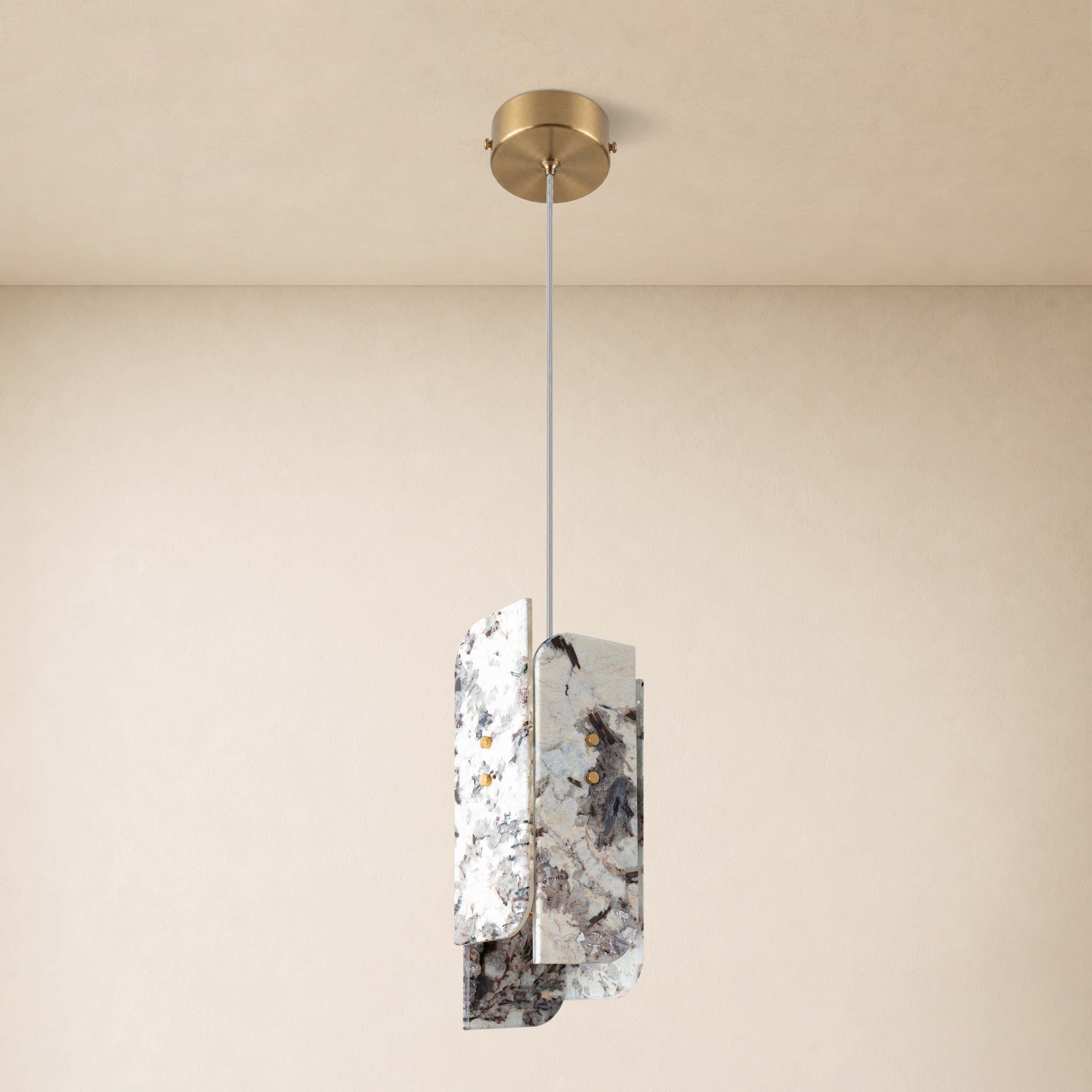 Pietra Snowland Stone Curved Pendant 5.9"D