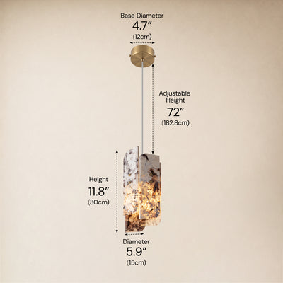 Pietra Snowland Marble Curved Pendant 5.9"D